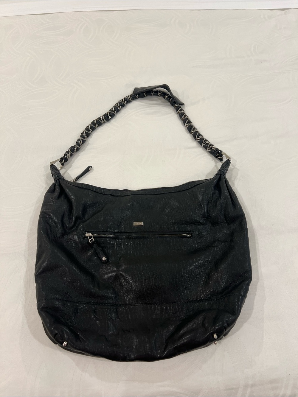 Be&D black leather messenger bag